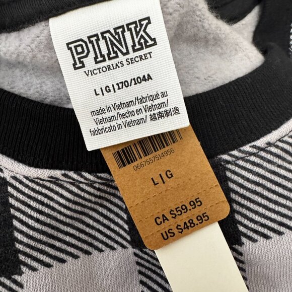 PINK Victoria's Secret Buffalo Plaid Pullover Sweatshirt New With Tags XL, L - Picture 3 of 4